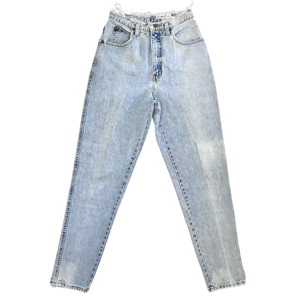 Vintage High Rise Tapered Jeans Geoffrey Beene SZ 26 x 31 Distressed Light Denim